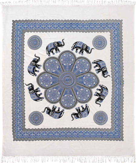 Silk Fashion Beach Towel Cotton Blue 240x220cm.