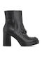 Leder Stiefeletten Damen Schwarz