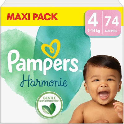 Pampers Harmonie Πάνες με Αυτοκόλλητο No. 4 για 9-14kg 74τμχ