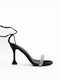 Diamantique Women's Sandals with Strass & Laces Black