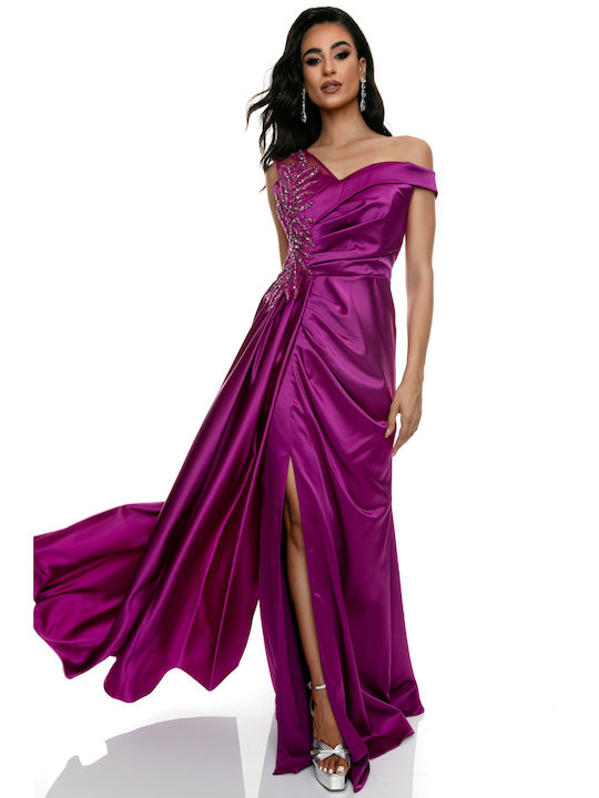 RichgirlBoudoir Rochii de vară pentru femei Maxi Rochie pentru Nuntă / Botez Satin Fuchsia