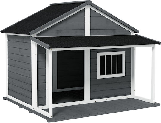 Pawhut Kennel Hundehaus Groß Außenbereich Gray 124x112x105cm
