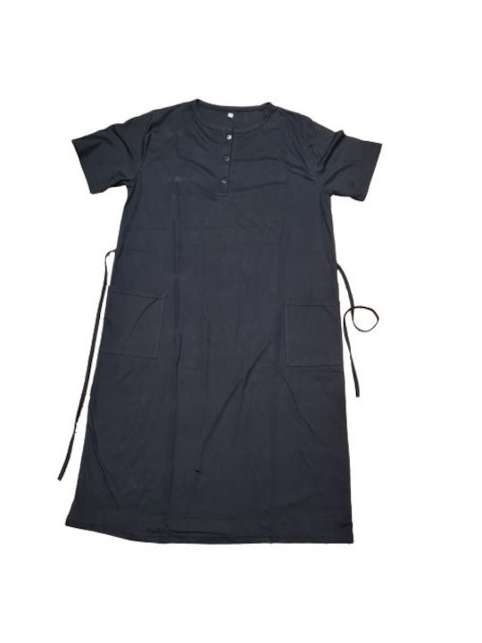 Cool Summer Mini Shirt Dress Dress Black