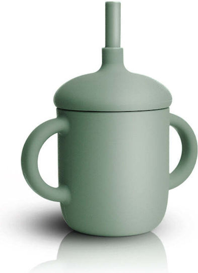 One & Only Baby Baby Cup with Handles and Straw made of Silicone Green 150ml
