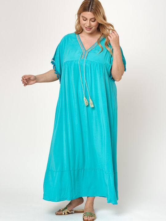 Jucita Summer Maxi Dress with Ruffle Light Blue