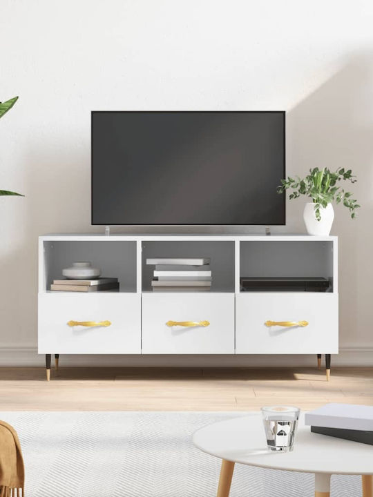 Particle Board TV Furniture with Drawers White L102xW36xH50cm