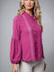 Queen Fashion Women's Monochrome Long Sleeve Shirt Pink