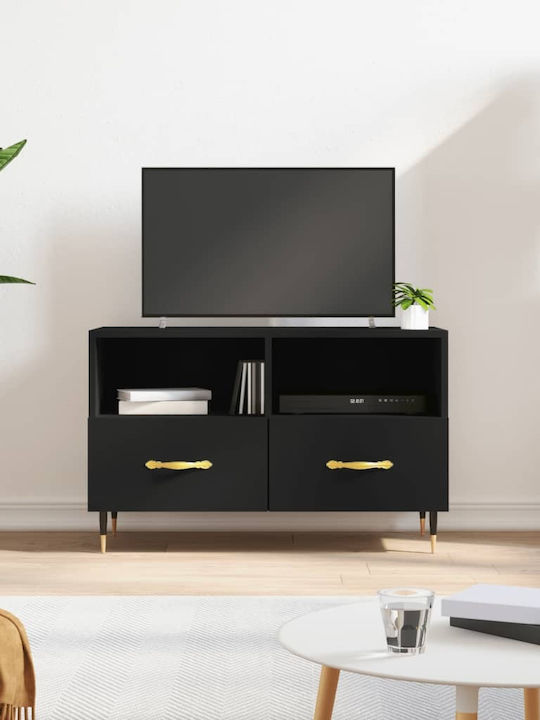 Particle Board TV Furniture with Drawers Black L80xW36xH50cm