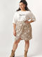 Midi Skirt Envelope Leopard Beige