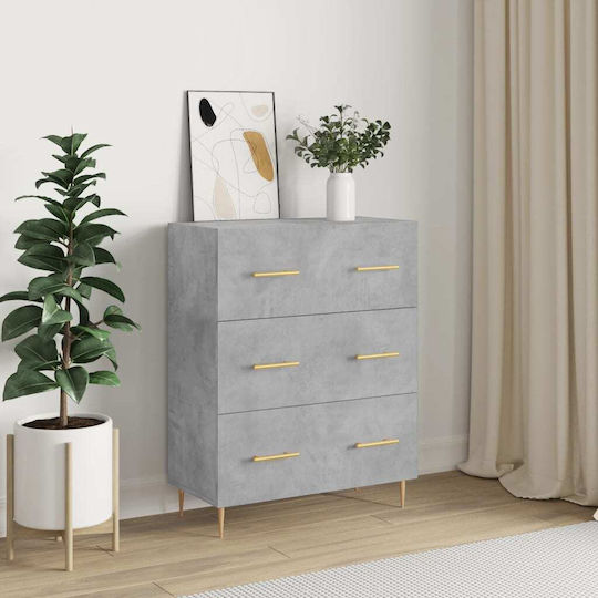 Comoda pentru Dormitor cu 3 sertare Gri 69.5x34x90buc