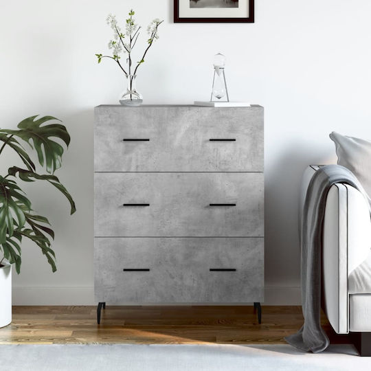 Comoda pentru Dormitor cu 3 sertare Gri 69.5x34x90buc
