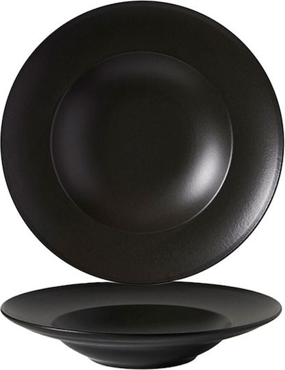 Güral Porselen Bodrum Plate Soup made of Porcelain Matt Black with Diameter 26cm