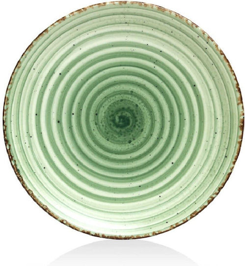 Güral Porselen Avanos Plate Shallow made of Porcelain Green with Diameter 30cm
