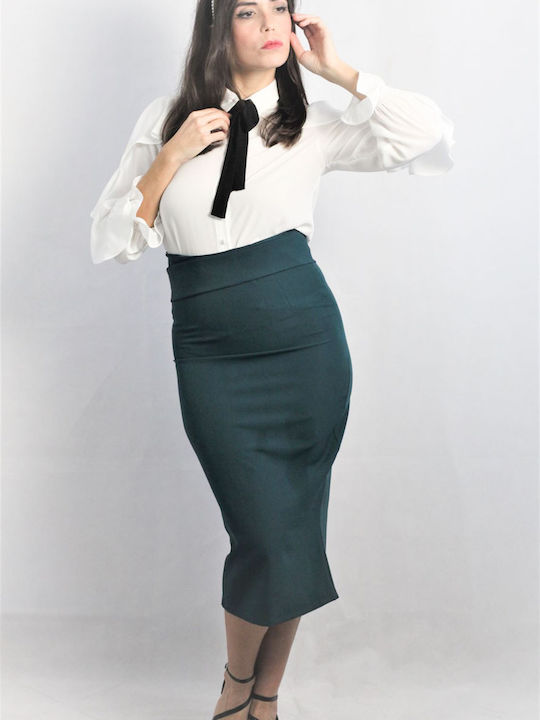 Coocu Pencil High Waist Midi Skirt in Green color