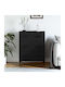 Wooden Chest of Drawers with 3 Drawers Black 69.5x34x90cm