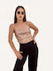 Damen Sommer Crop Top mit Trägern Rosa