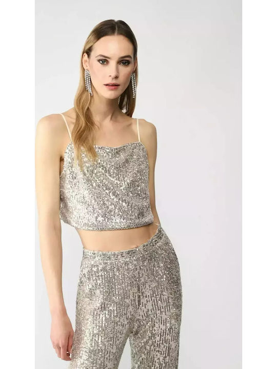 Women's Summer Crop Top with Straps Beige