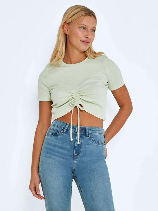 Noisy May Women's Summer Crop Top Cotton Short Sleeve Green