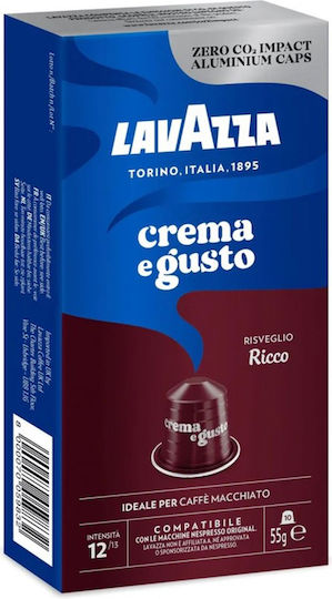 Lavazza Kapseln Machiatto Crema E Gusto Ricco Kompatibel mit Maschine Nespresso 10Mützen