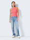 Damen Sommer Bluse Baumwolle Ärmellos Orange