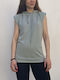 Noisy May Women's Blouse Sleeveless with Hood Green