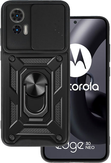 Slide Cover Umschlag Rückseite Kunststoff / Silikon Schwarz (Motorola Edge 30 Neo 5G)