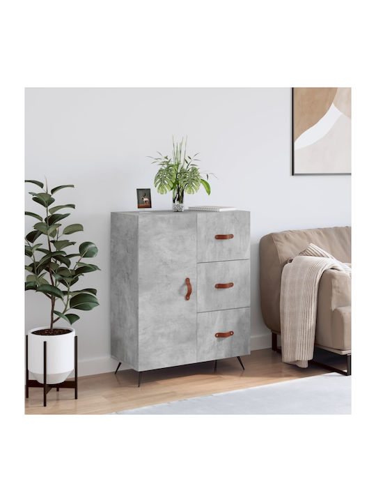 Wooden & Metallic Buffet with Drawers Gray L69.5xW34xH90cm