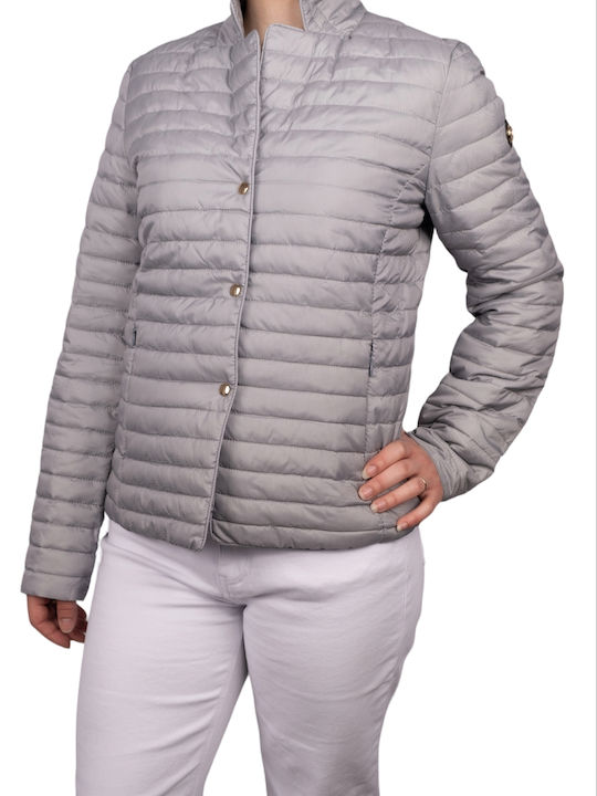 Remix Women's Short Puffer Jacket for Spring or Autumn Gray