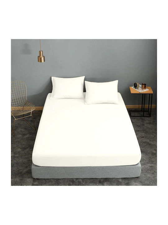 Le Blanc Cotton Line Σεντόνι Υπέρδιπλο με Λάστιχο 170x200+22εκ. Λευκό