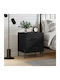 Wooden Bedside Table Black 40x35x47.5cm