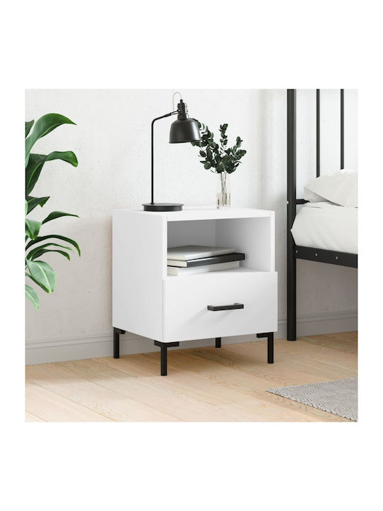 Wooden Bedside Table White 40x35x47.5cm