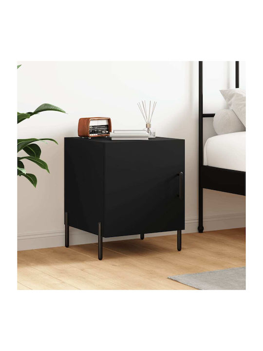 Wooden Bedside Table Black 40x40x50cm