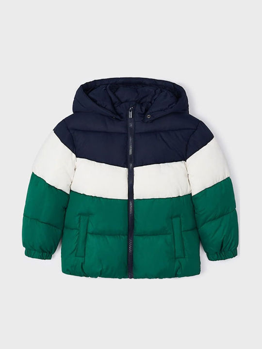 Mayoral Kids' Casual Jacket Short with Hood Green