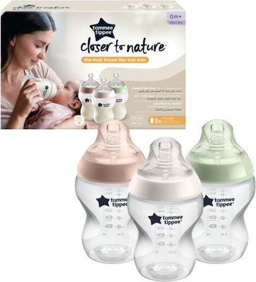 Tommee Tippee Set aus Plastikflaschen Closer to Nature Gegen Koliken mit Silikonsauger für 0+, 0+ m, Monate 260ml 3Stück