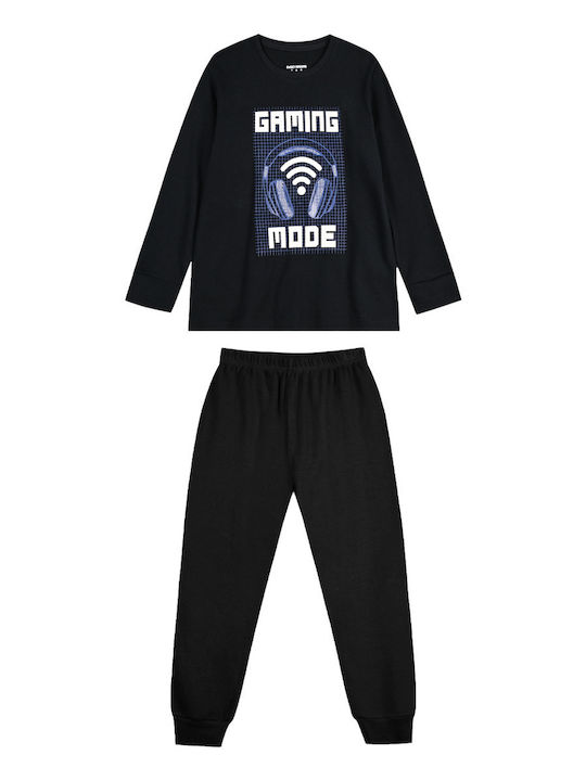 Energiers Kids' Pajamas Winter Cotton Black Gaming Mode