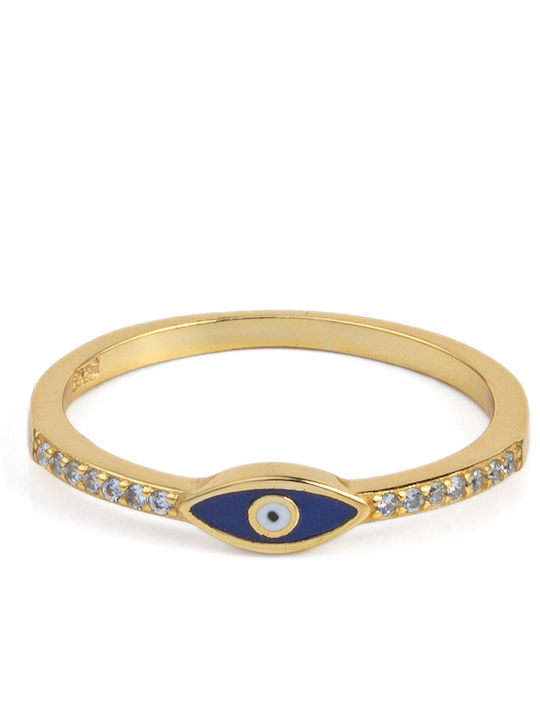 George Art Jewels Γυναικείο Δαχτυλίδι με Ζιργκόν από Ασήμι Επιχρυσωμένο
