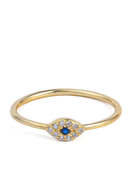 George Art Jewels Γυναικείο Δαχτυλίδι με Ζιργκόν από Ασήμι Επιχρυσωμένο