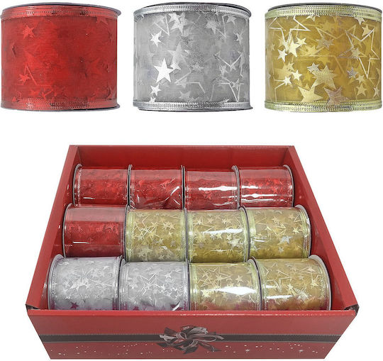 XMASfest Weihnachtliche Farbband Silber 550x6.3cm 12Stück