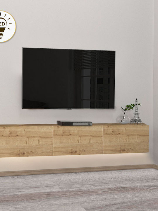 TV Stand Damla with LED Lighting Sapphire Oak L180xD29.5xH29.5cm