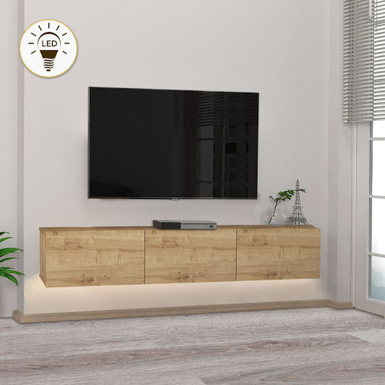 Телевизионно Мебелче Damla с LED Осветление Sapphire Oak Дължина 180xДълбочина 29.5xВисочина 29.5см