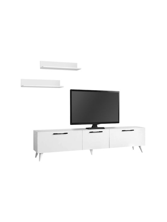 Mareta Particle Board TV Furniture White L180xW31.3xH42cm