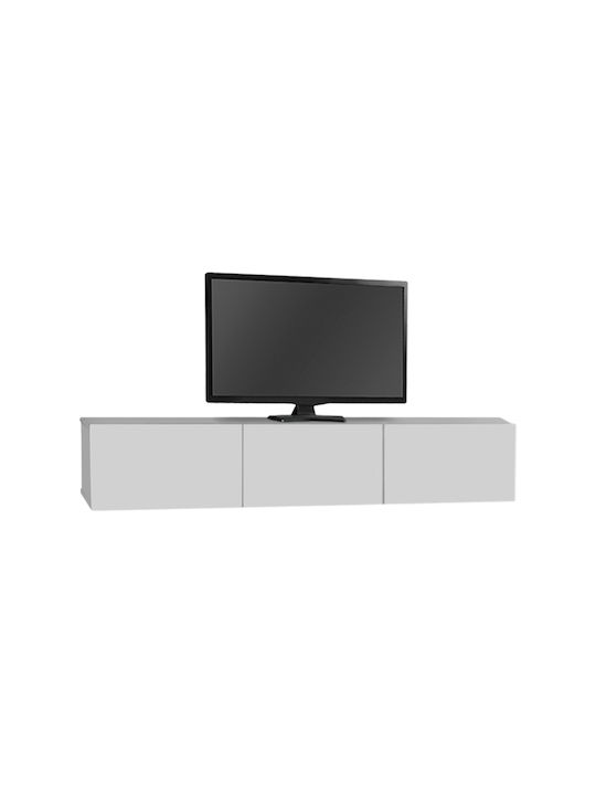 Damla Particle Board TV Furniture with LED Lighting White L180xW29.5xH29.5cm