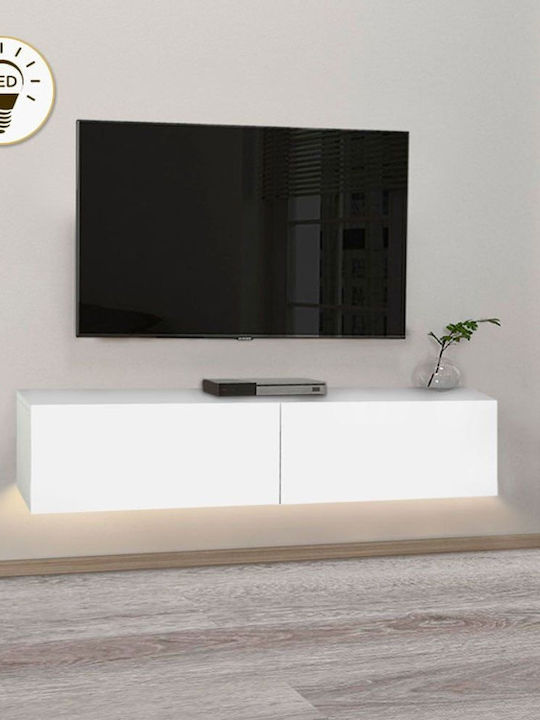 Έπιπλο Τηλεόρασης Aristo με Φωτισμό LED Λευκό Μ135xΠ31.6xΥ25cm