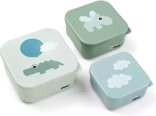Done by Deer Happy Clouds Πλαστικό Παιδικό Σετ Φαγητού 0.24lt Πράσινο