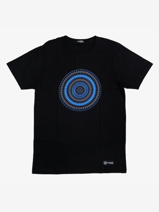 Mandala T-shirt Bărbătesc cu Mânecă Scurtă Negru