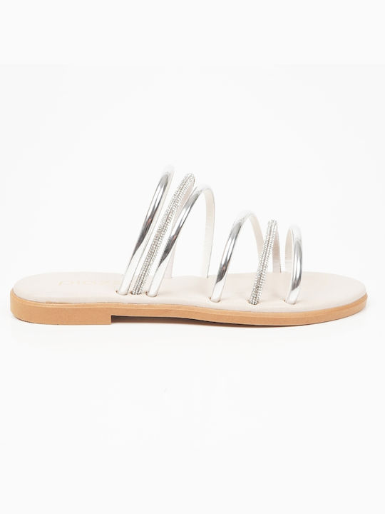 Piazza Shoes Women's Flat Sandals in Silver Color