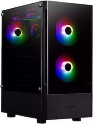 Gamdias Talos E3 Jocuri Turnul Midi Cutie de calculator cu fereastră laterală și iluminare RGB Negru