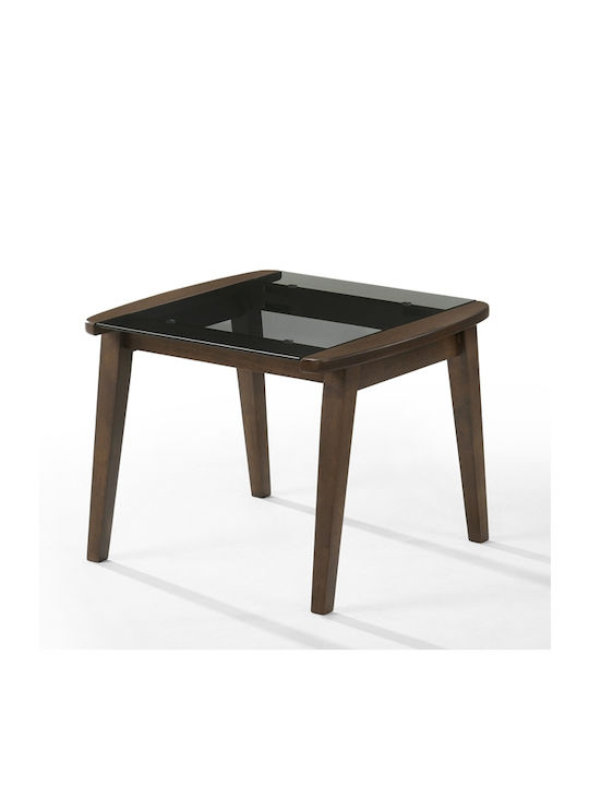 Rectangular Glass Side Table Brown L60.7xW60.3xH48cm