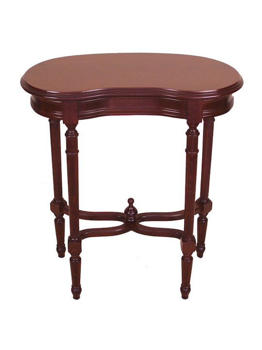 Oval Side Table made of Solid Wood Brown L54xW31xH60cm