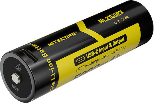 NiteCore Επαναφορτιζόμενη Μπαταρία 21700 Li-ion 5000mAh 3.6V 1τμχ
